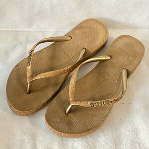 Havaianas Slim Glitter Gold flip-flops